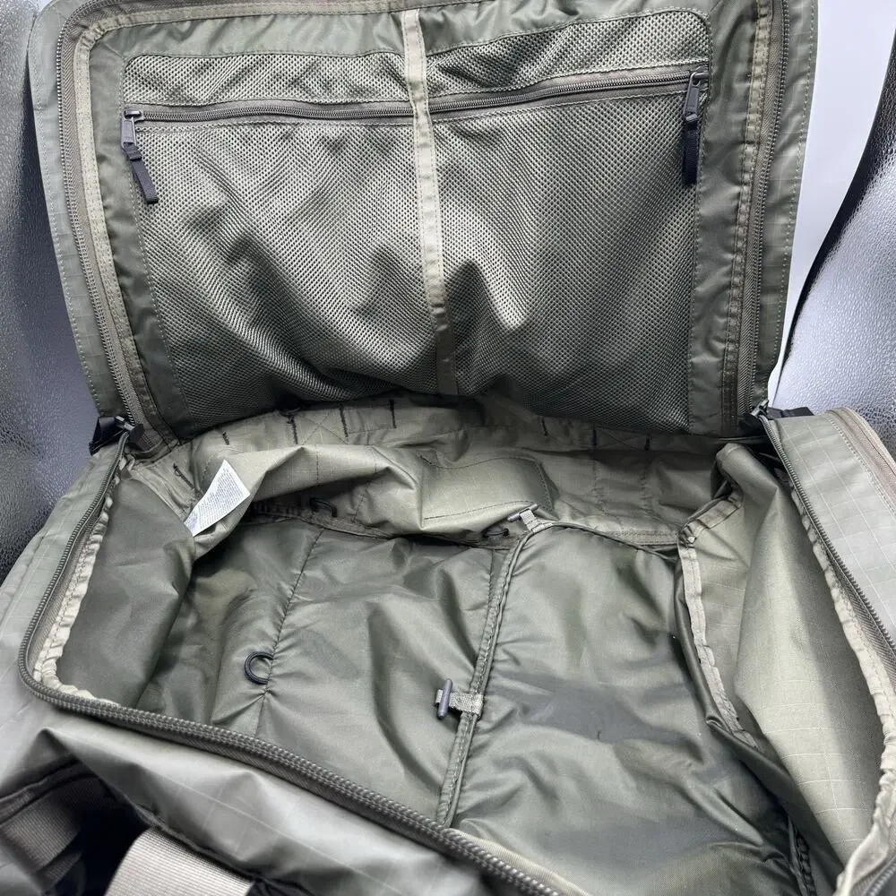 North Face Base Camp Voyager Duffel Backpack 62L Taupe Olive Green TNF Black